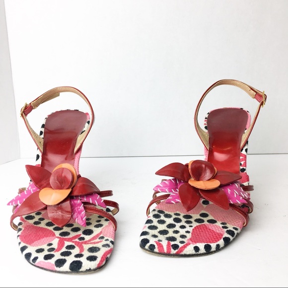 SZ 8 Stuart Weitzman Floral Strappy Heels - Picture 2 of 6